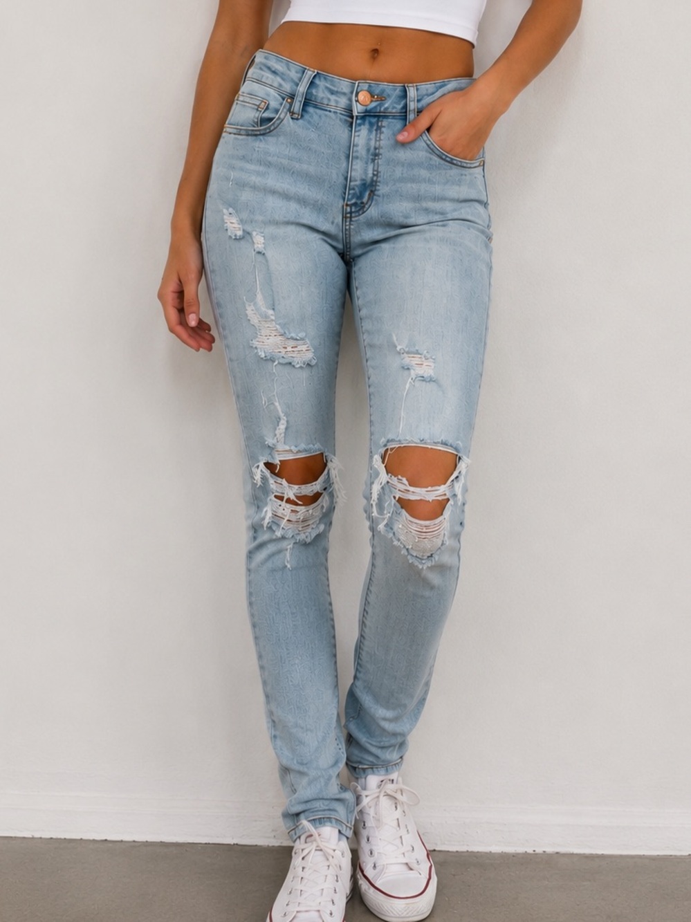 American Eagle Super Stretch Ripped Distressed Skinny Jeans Light Wash Size 6